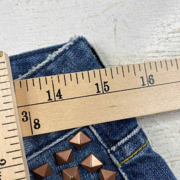 Zara Women Denim Shorts‎ Womens 6 Blue Distressed Studded Roll Hem - Picture 8 of 9